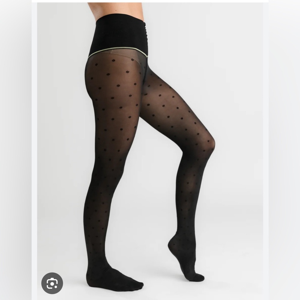 Sheertex black polka dot sheer tights - size Small - denier 30